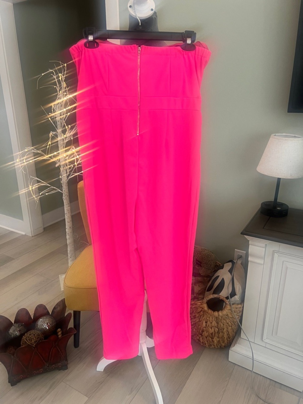 New York & Company Hot Pink Strapless Jumpsuit - Picture 2 of 10